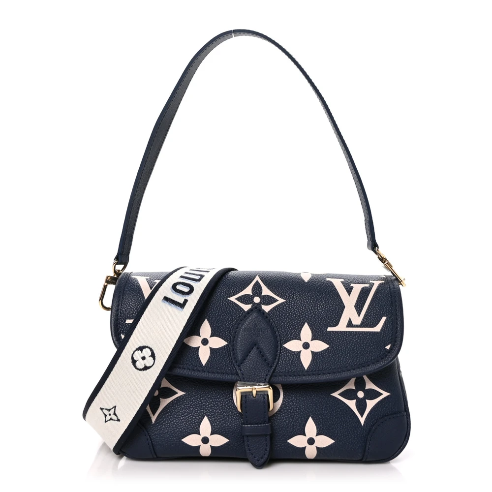 Louis Vuitton Diane PM Navy_Creme Giant Monogram Empreinte Leather Front