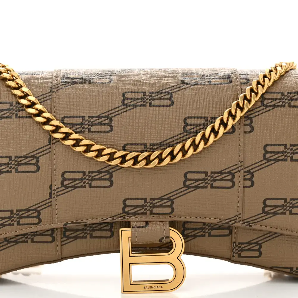 Lushentic Designer Bags BB Monogram Hourglass Chain Bag Beige Brown - Image 8