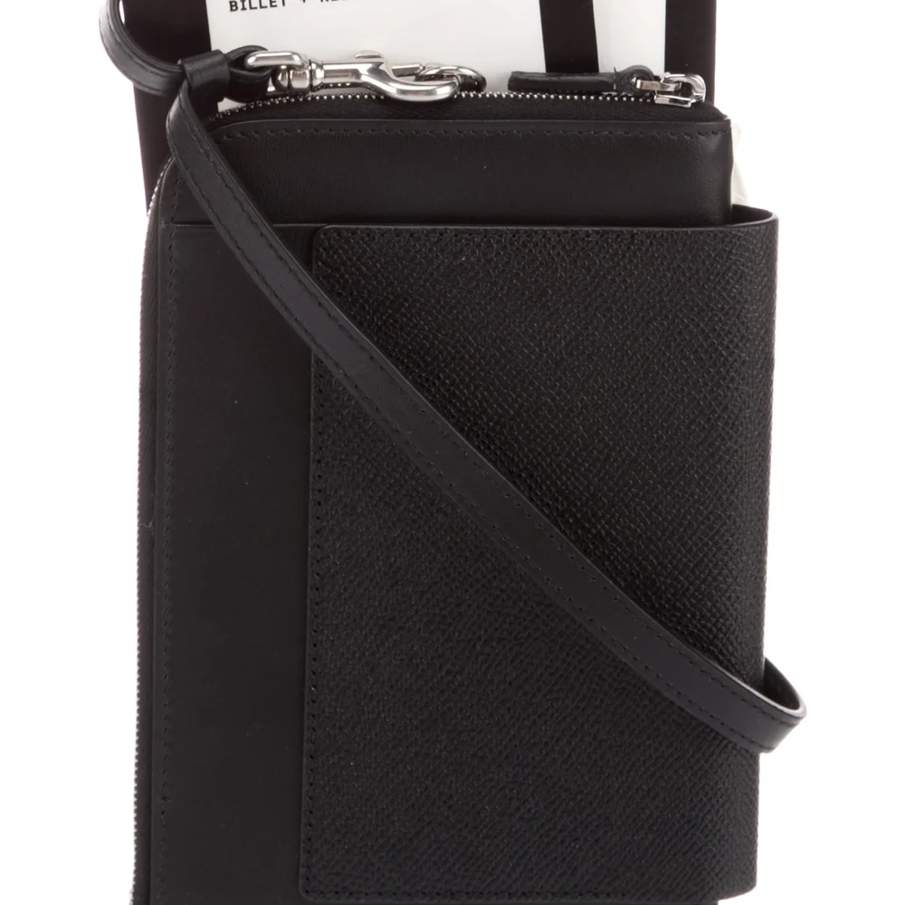 Lushentic Grade Bag Large Passport Wallet with Strap - Black Printed Calfskin Leather, Silver Hardware - Image 2