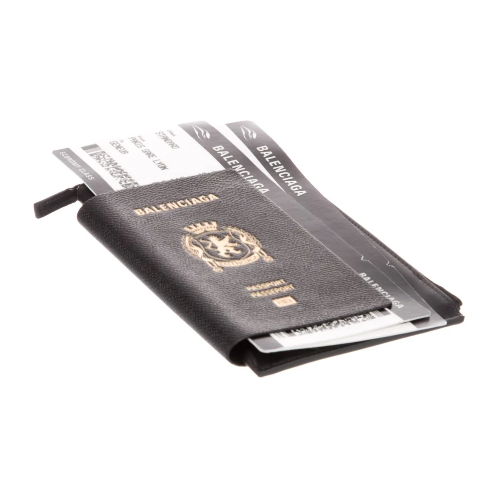 Lushentic Grade Bag Large Passport Wallet with Strap - Black Printed Calfskin Leather, Silver Hardware - Image 4
