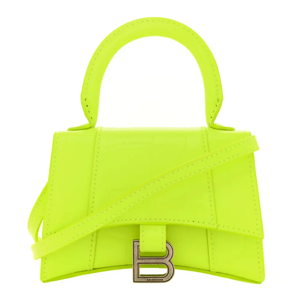 Lushentic Grade Handbags Mini Hourglass Top Handle Bag Fluo Yellow