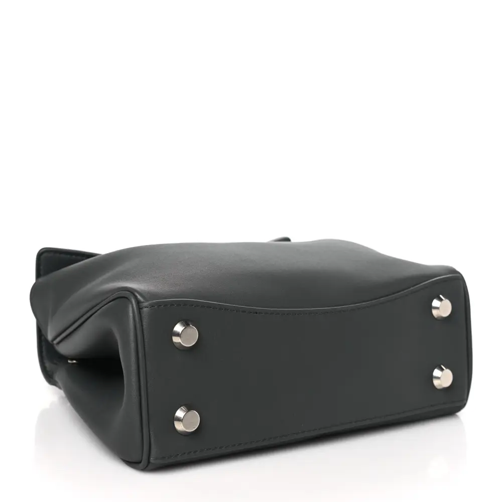 Lushentic Grade Replica Mini Rodeo Top Handle Handbag Grey Natural Smooth Calfskin Leather Silver Hardware - Image 6