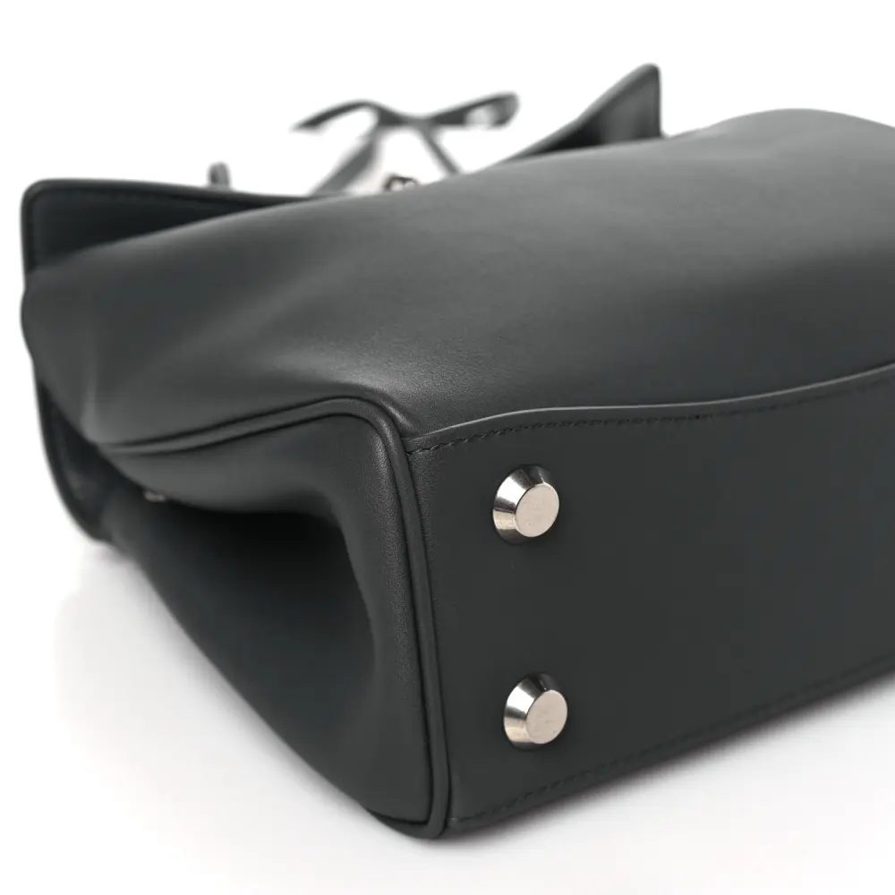 Lushentic Grade Replica Mini Rodeo Top Handle Handbag Grey Natural Smooth Calfskin Leather Silver Hardware - Image 5