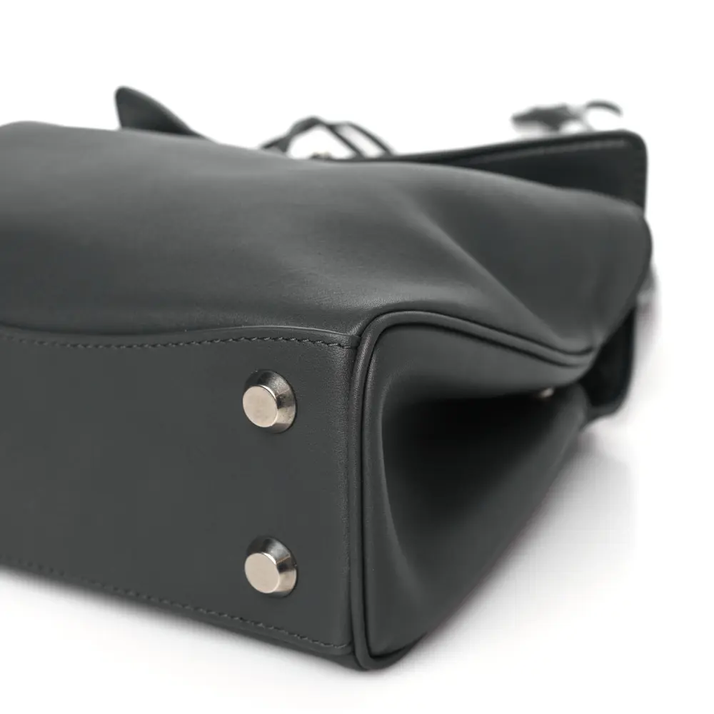 Lushentic Grade Replica Mini Rodeo Top Handle Handbag Grey Natural Smooth Calfskin Leather Silver Hardware - Image 4