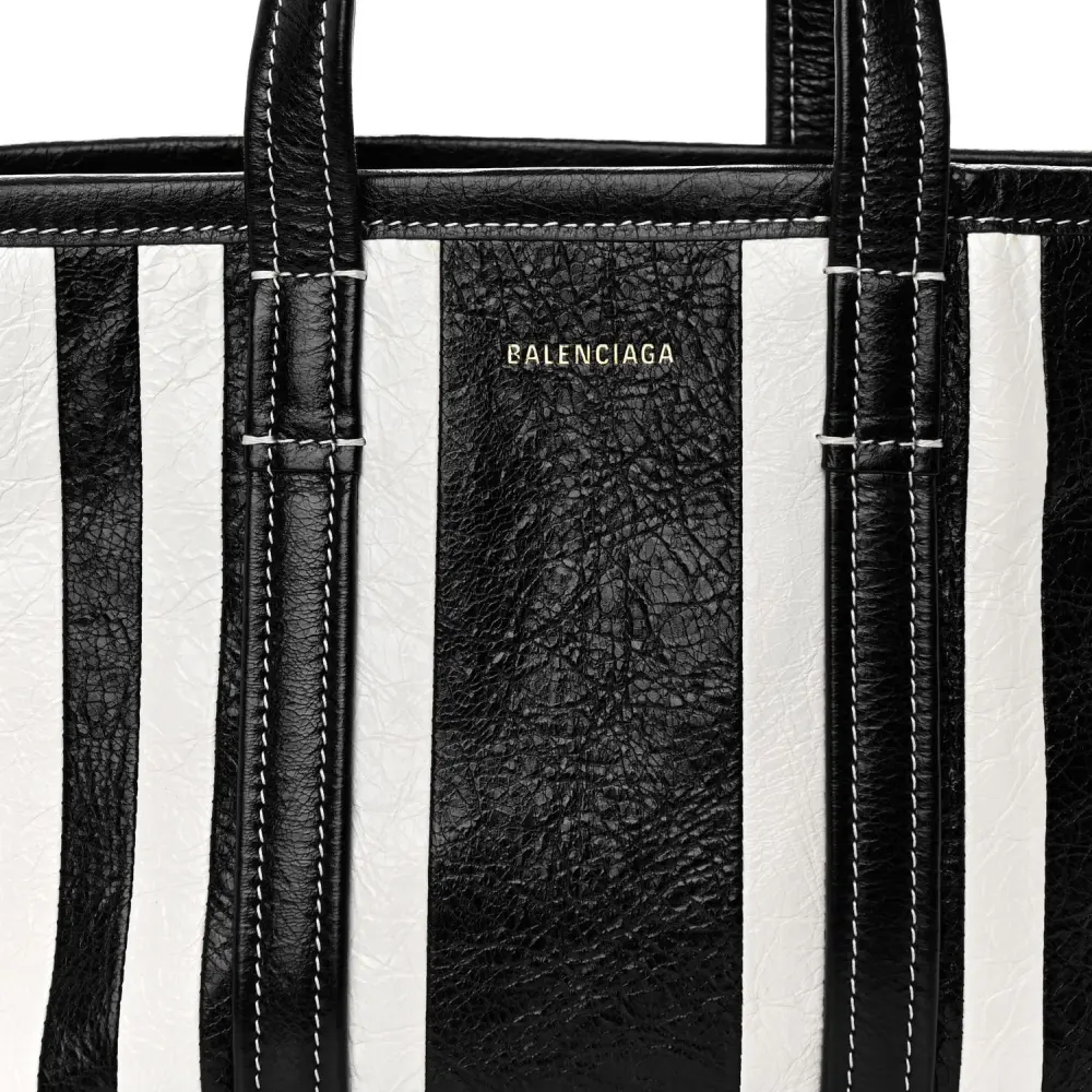 Lushentic Grade Designer Bags - East West Shopper in Black White Stripes - Image 8