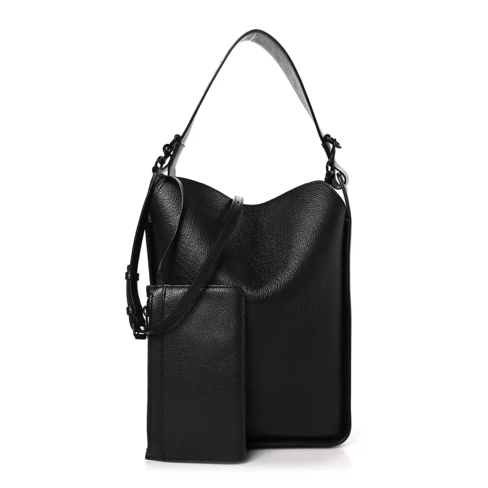 Lushentic Quality Bags - 2.0 North South Tote Black Embossed Calfskin