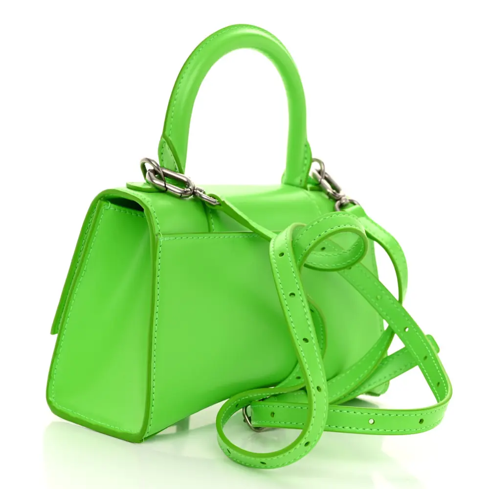 Lushentic XS Hourglass Top Handle Bag in Fluo Green Leather - Image 3