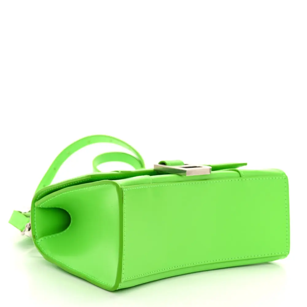 Lushentic XS Hourglass Top Handle Bag in Fluo Green Leather - Image 6