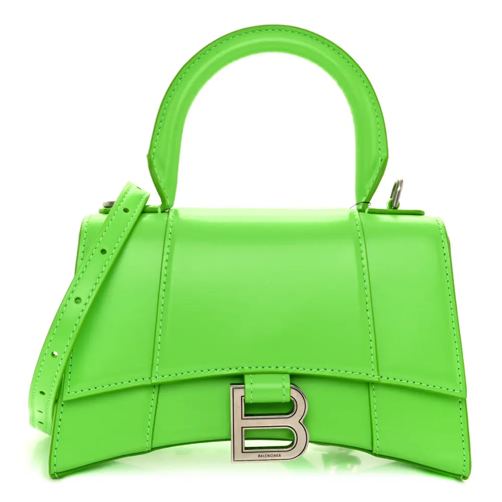 Lushentic XS Hourglass Top Handle Bag in Fluo Green Leather