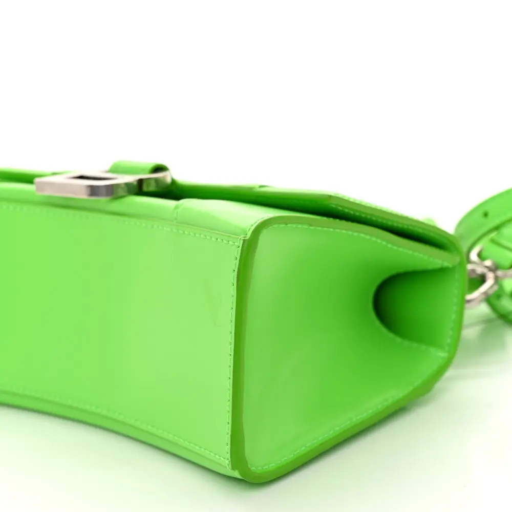 Lushentic XS Hourglass Top Handle Bag in Fluo Green Leather - Image 4