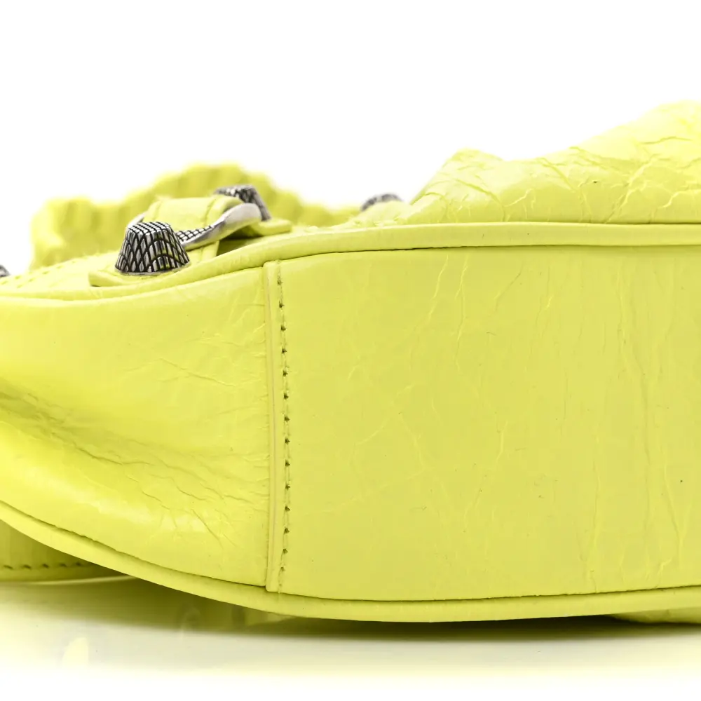 Lushentic Handbags XS Le Cagole Shoulder Bag Lime Agneau Arena Leather - Image 4