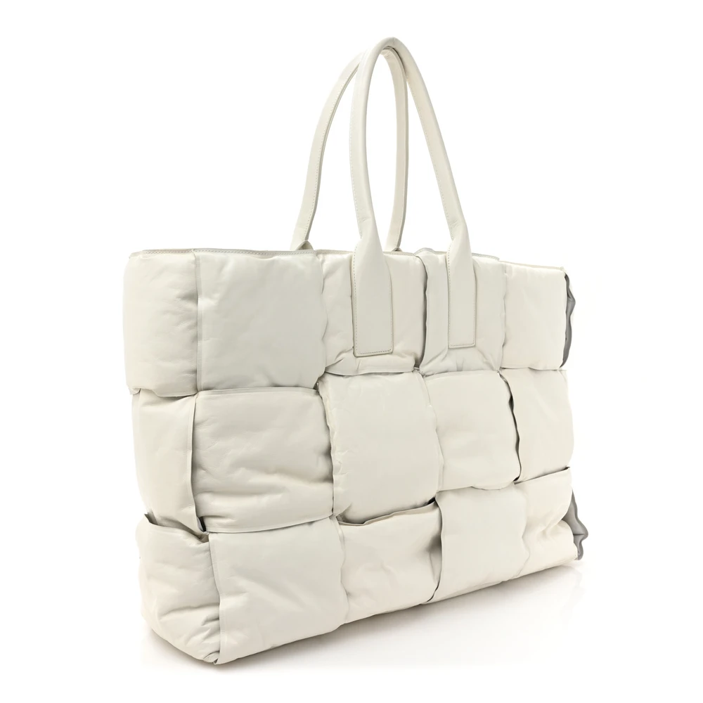 Lushentic Grade Maxi Intrecciato BV Squash Tote White Calfskin Leather - Image 3
