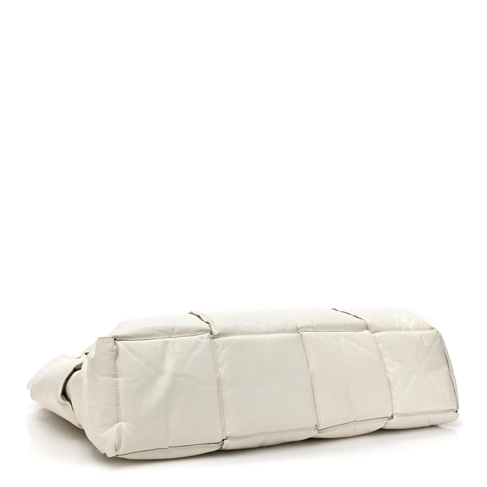 Lushentic Grade Maxi Intrecciato BV Squash Tote White Calfskin Leather - Image 6