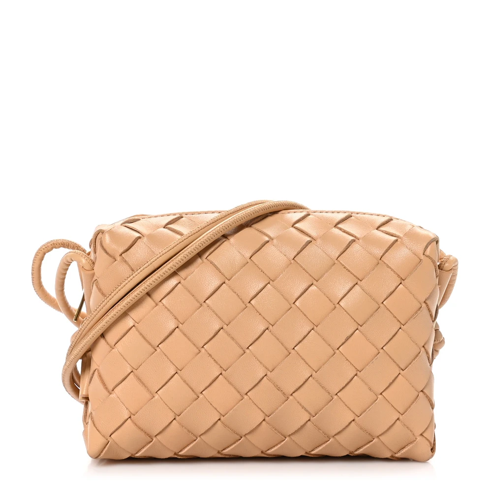 Lushentic Handbags Mini Loop Camera Bag in Almond Nappa Leather