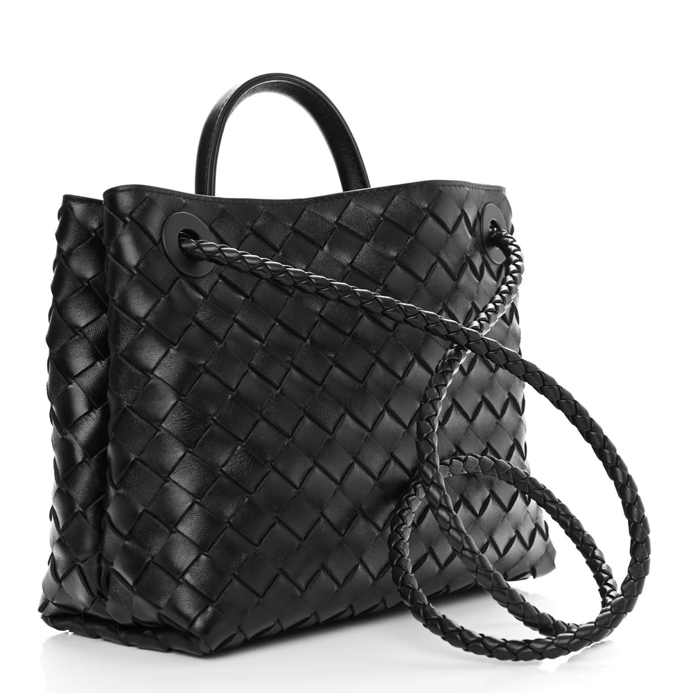 Lushentic Designer Small Intrecciato Andiamo Shoulder Bag, Black - Image 3