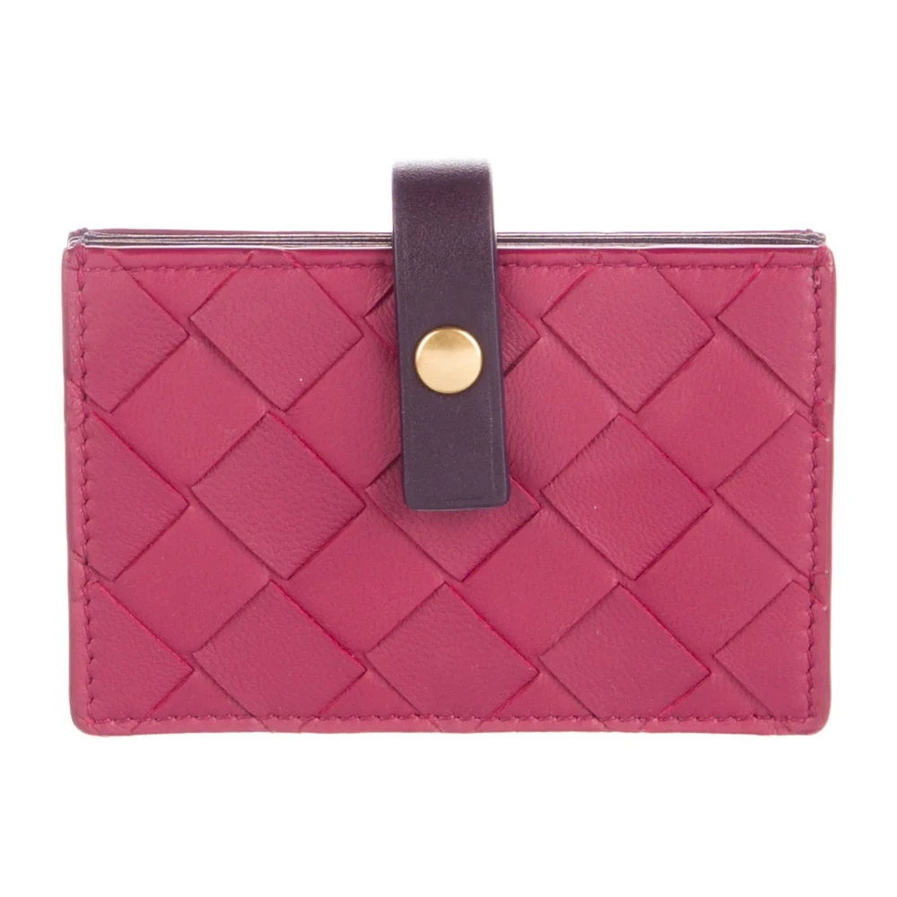 Lushentic Handbag Small Intrecciato Weave French Purse Pink Leather