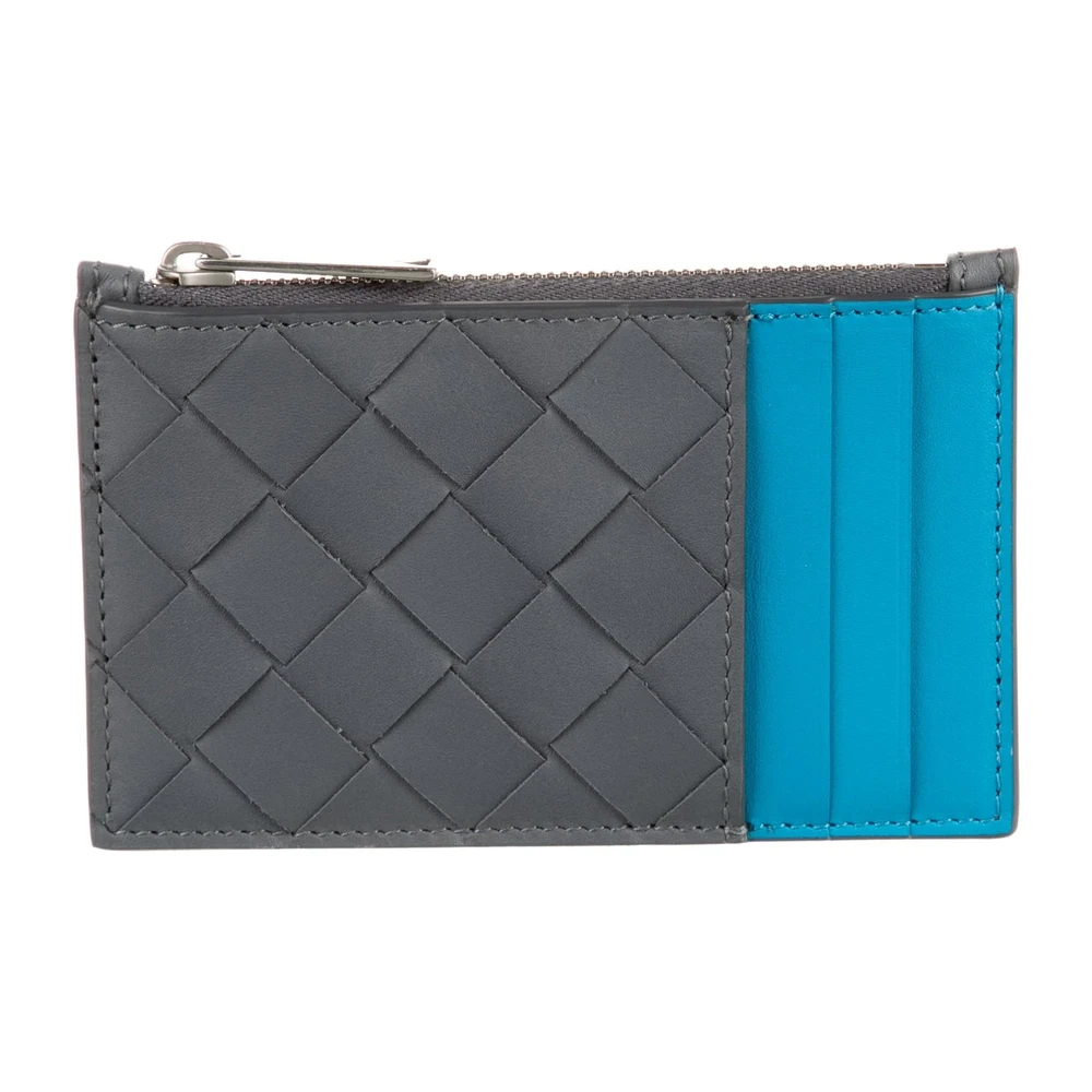 Lushentic Bags: Small Intrecciato Weave Pouch in Grey Leather - Image 2