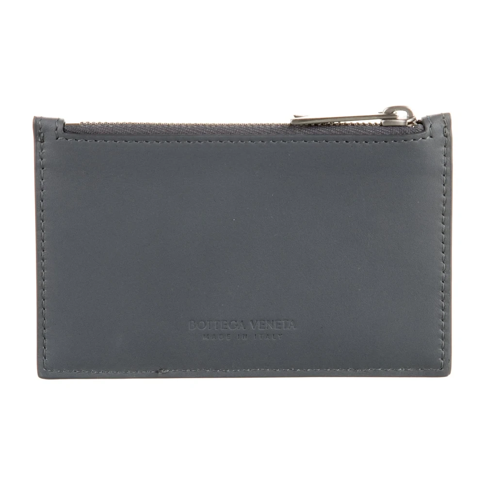 Lushentic Bags: Small Intrecciato Weave Pouch in Grey Leather