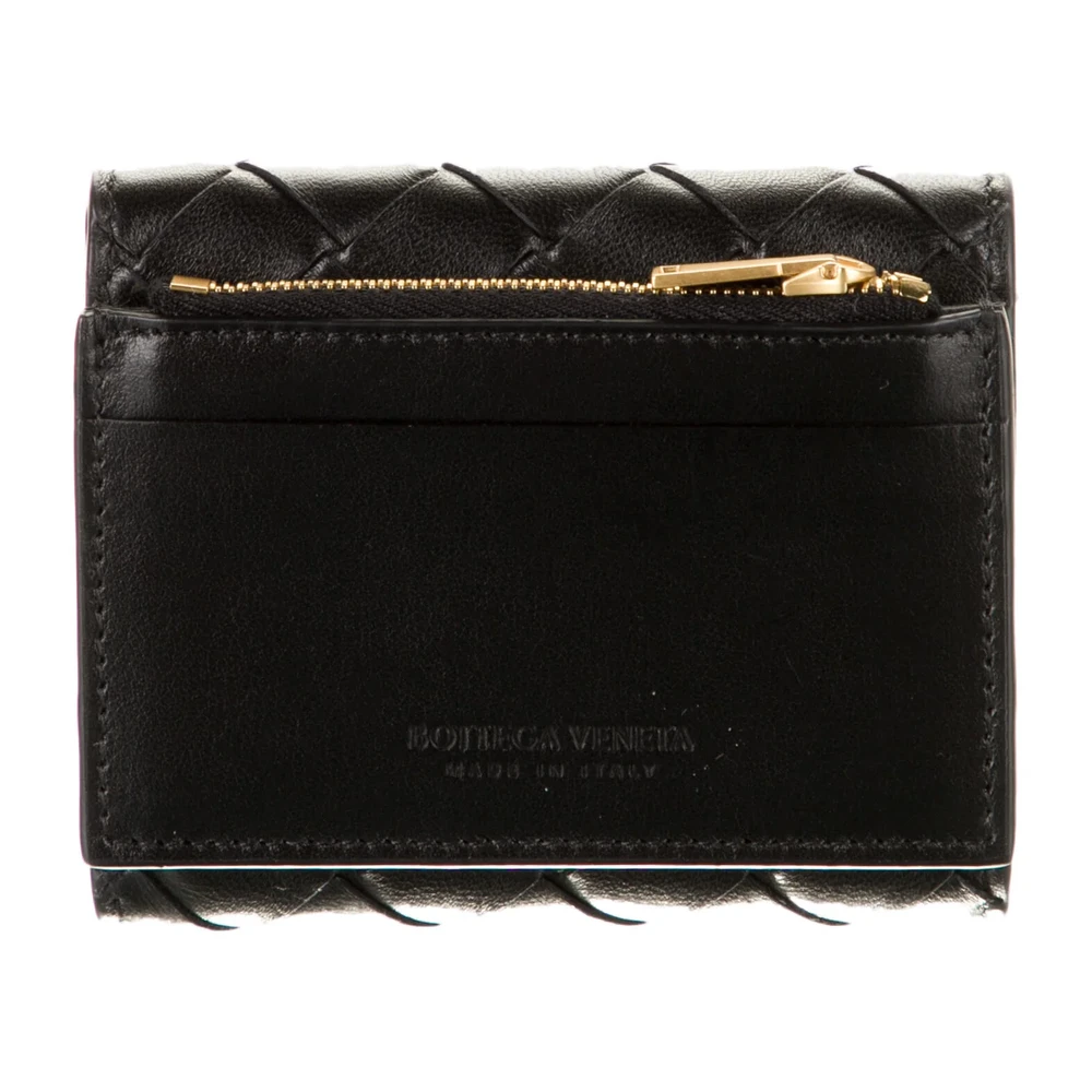 Lushentic Replicas Small Wallet Black Intrecciato Weave Leather - Image 2