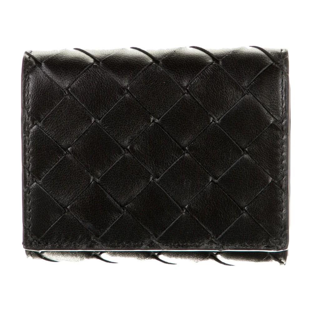 Lushentic Replicas Small Wallet Black Intrecciato Weave Leather