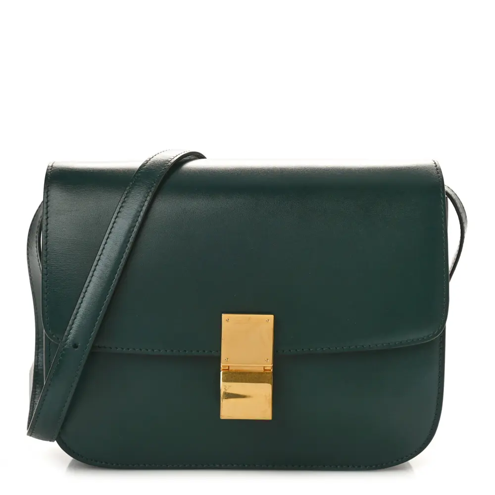 Lushentic Celine Medium Classic Box Medium Flap Bag Amazone Box Calfskin Leather Gold Hardware Front