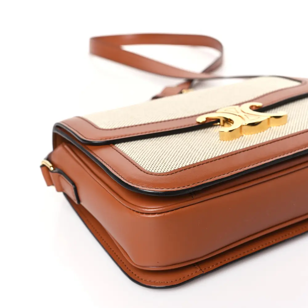 Lushentic Grade Replica Medium Classique Triomphe Bag in White & Tan - Image 4