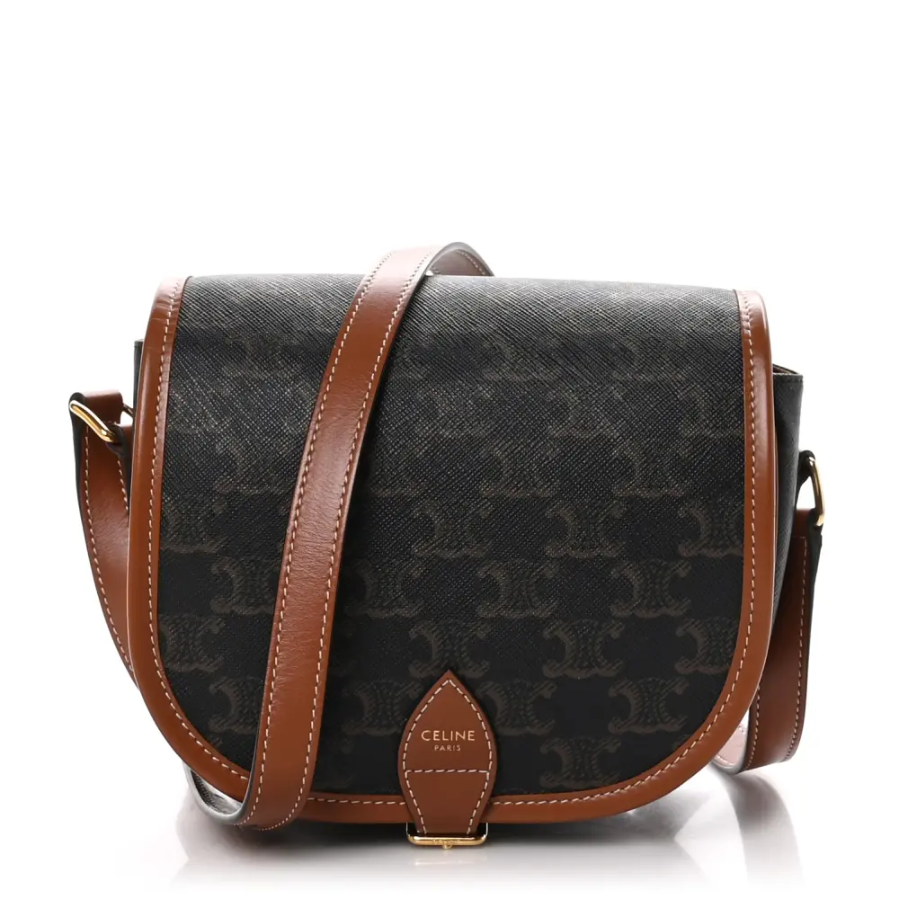 Lushentic Celine Medium Folco Bag Tan Triomphe Canvas Front