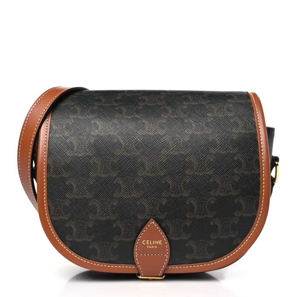 Lushentic Celine Medium Folco Bag Tan Triomphe Canvas Front