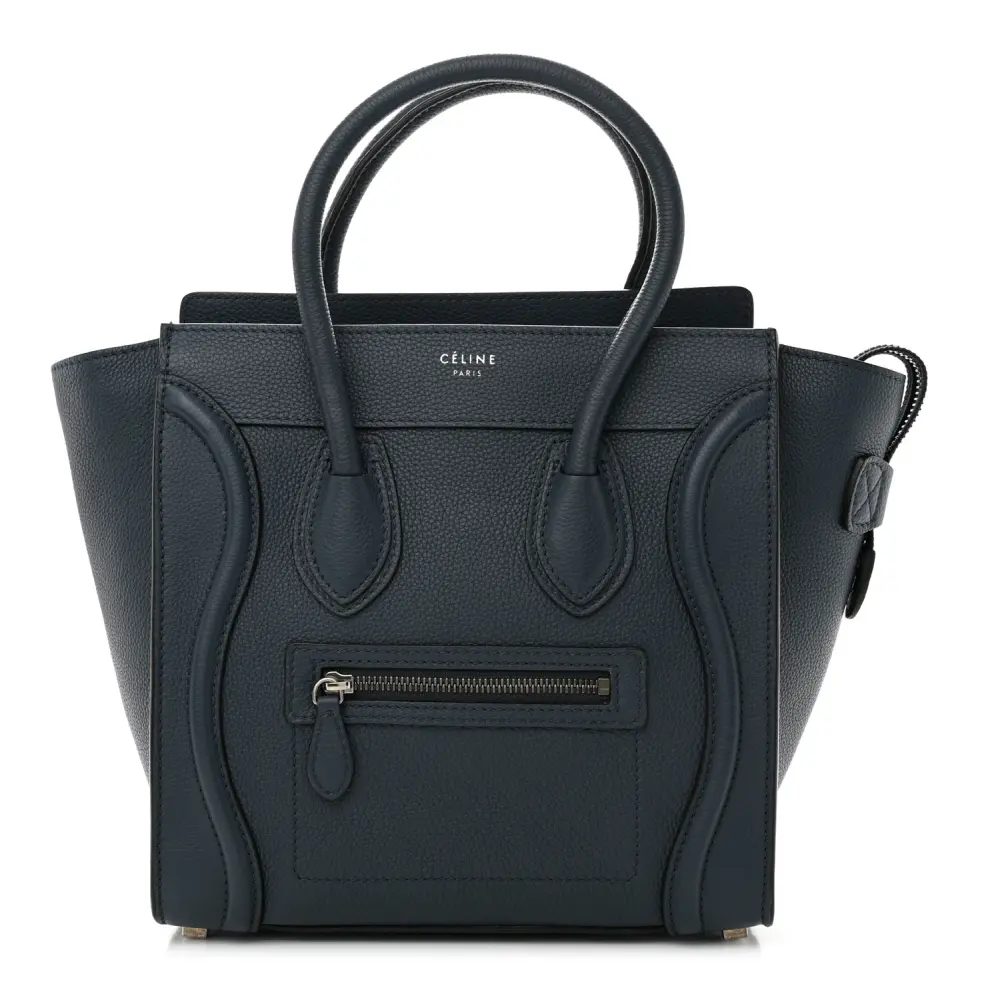 Lushentic Celine Micro Luggage Bag Petrol Baby Drummed Calfskin Leather Front