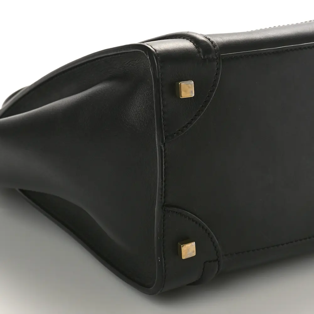 Lushentic Replica Mini Luggage Bag Black Smooth Calfskin Leather - Image 4