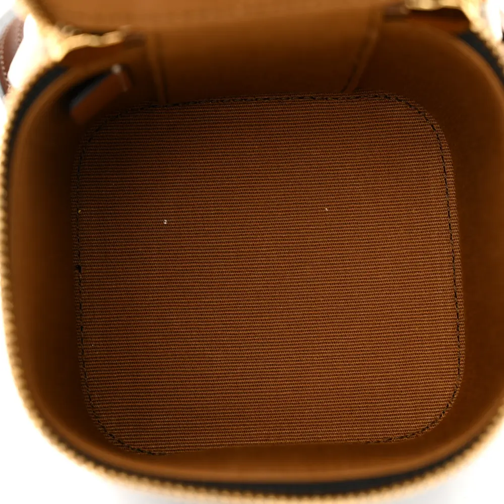 Lushentic Celine Mini Vanity Case Tan Triomphe Canvas & Calfskin Leather Gold Hardware - Image 7