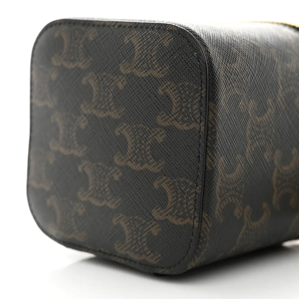 Lushentic Celine Mini Vanity Case Tan Triomphe Canvas & Calfskin Leather Gold Hardware - Image 5