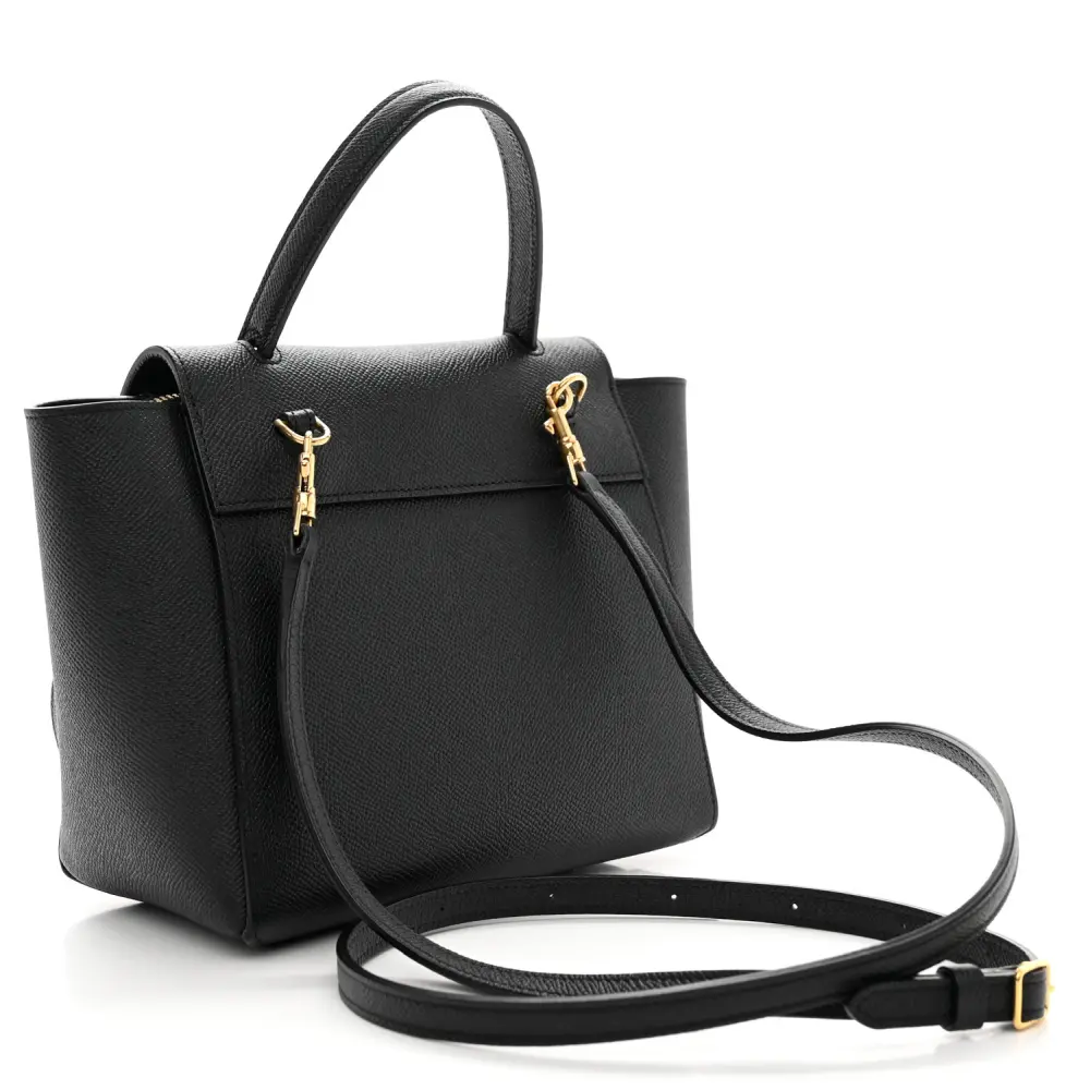 Lushentic Grade Designer Bags: Nano Belt Bag in Black Grained Calfskin - Image 3