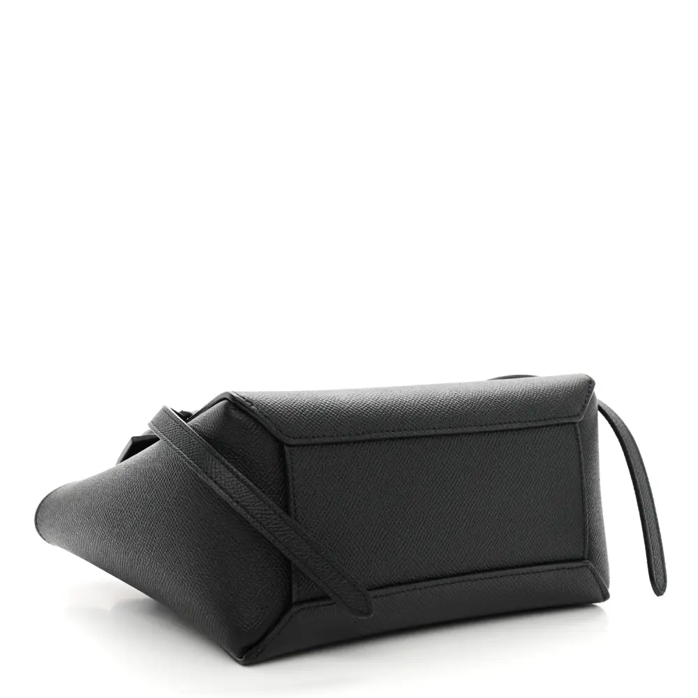 Lushentic Grade Designer Bags: Nano Belt Bag in Black Grained Calfskin - Image 6
