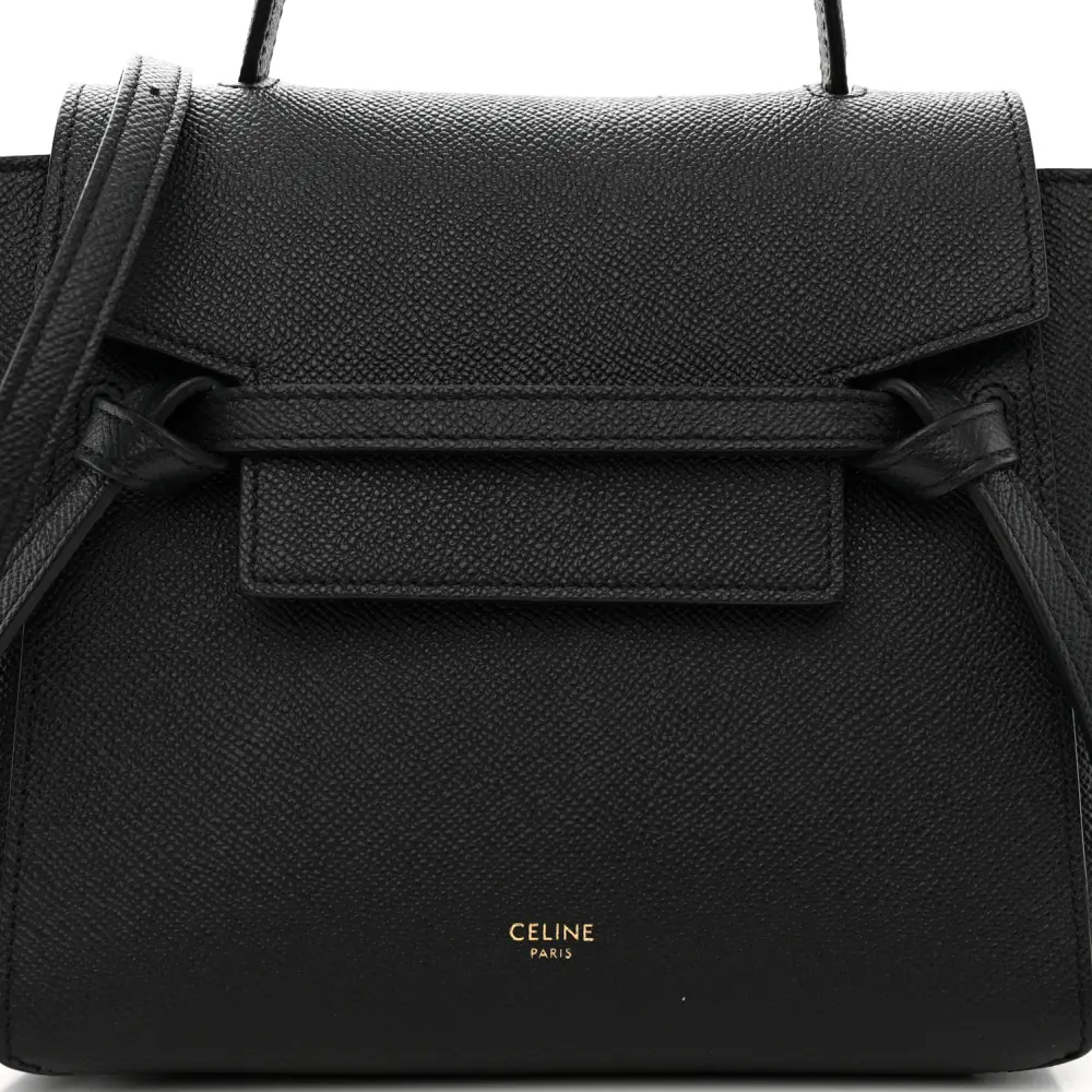 Lushentic Grade Designer Bags: Nano Belt Bag in Black Grained Calfskin - Image 8