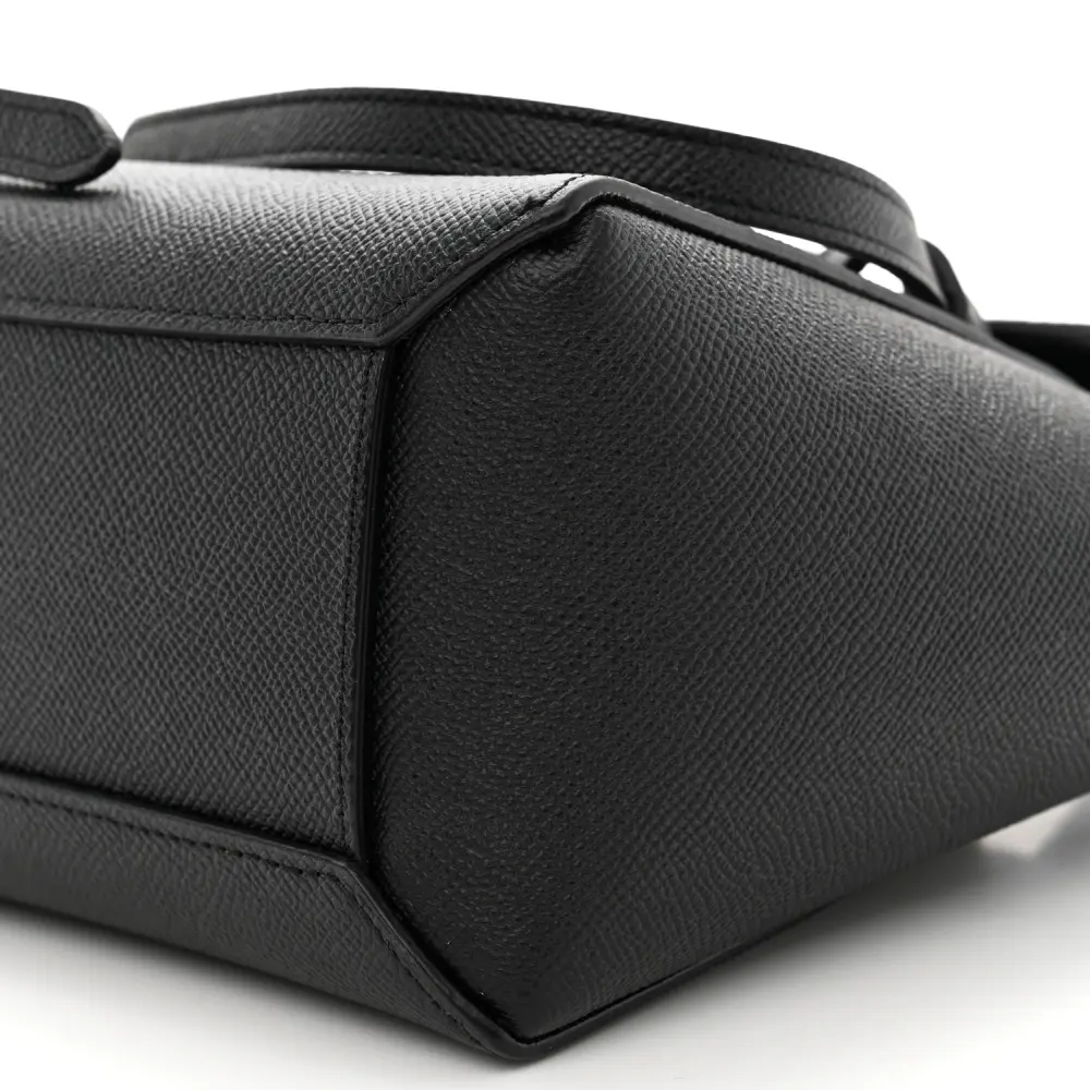 Lushentic Grade Designer Bags: Nano Belt Bag in Black Grained Calfskin - Image 5