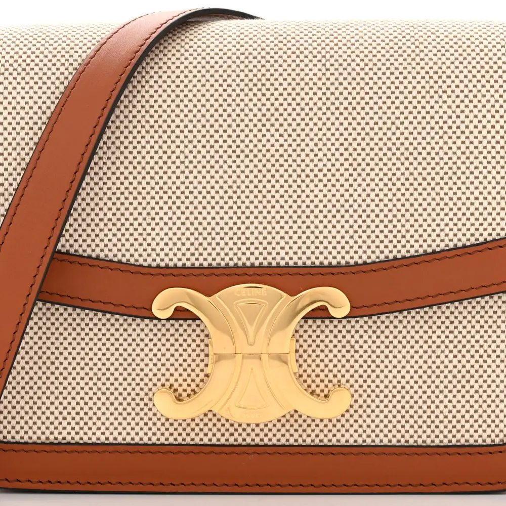Lushentic Designer Small Teen Triomphe Bag in White & Tan Leather - Image 8