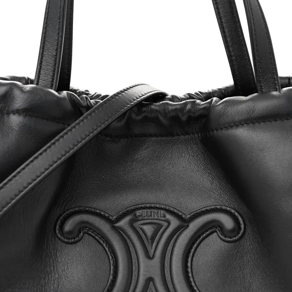 Lushentic Quality Small Triomphe Cabas: Black Leather Gold Hardware - Image 8