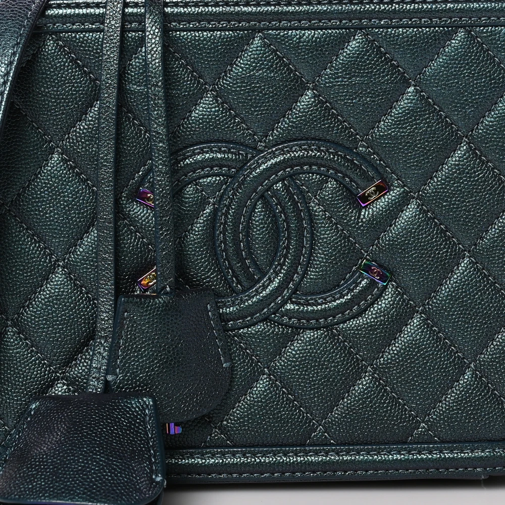 Lushentic Grade Bag CC Filigree Vanity Case in Dark Turquoise Leather - Image 8