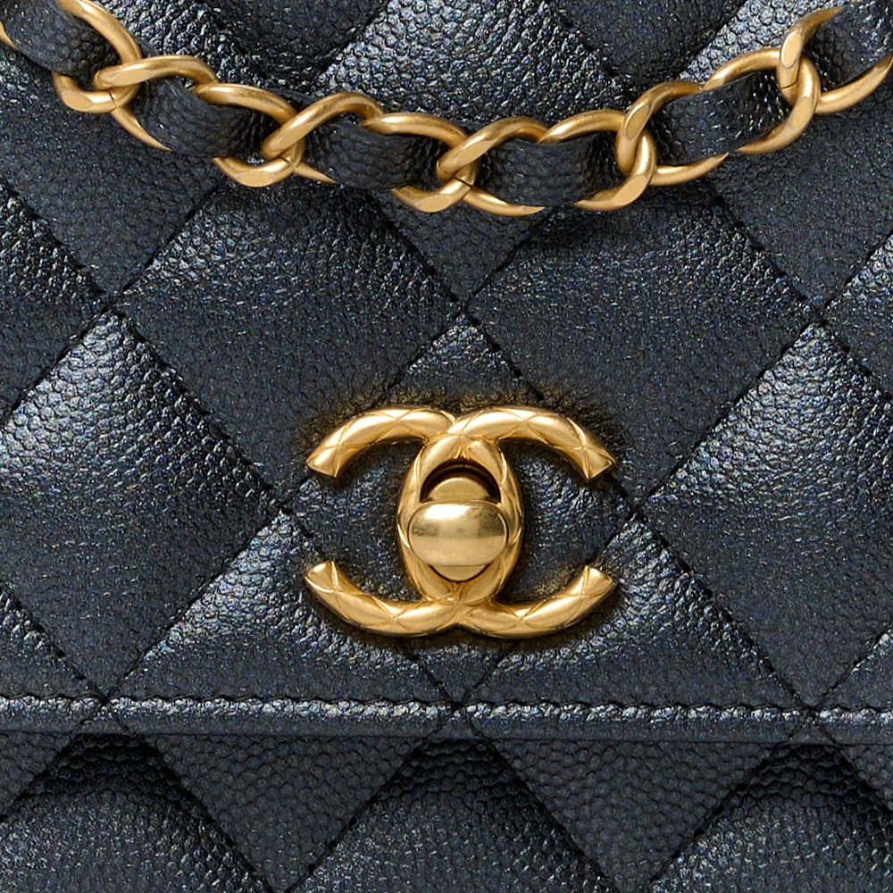 Lushentic Grade Replica CC Wallet on Chain WOC - Navy Pearly Elegance - Image 9