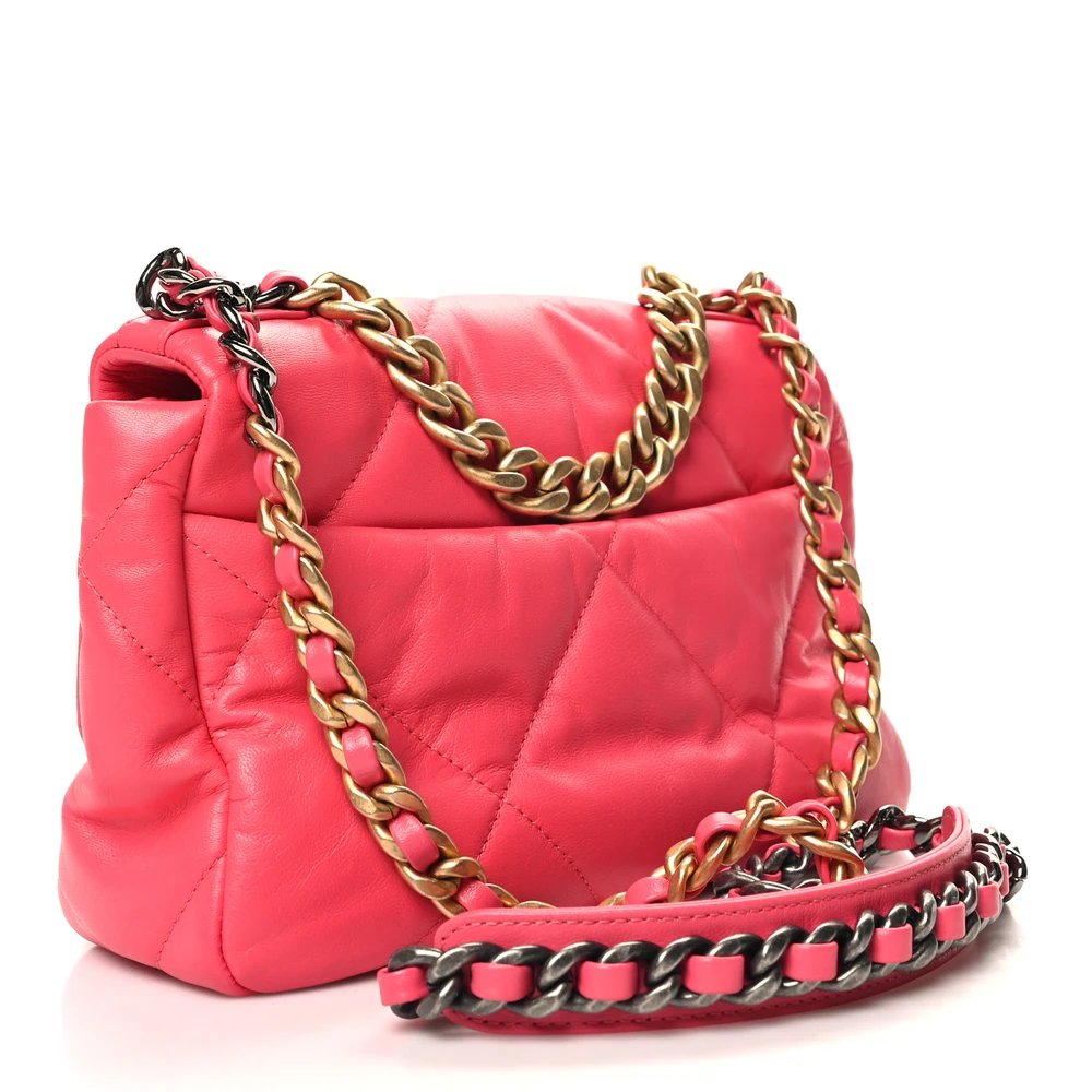 Lushentic Grade Replica Chanel 19 Flap Coral Leather Handbag - Image 3