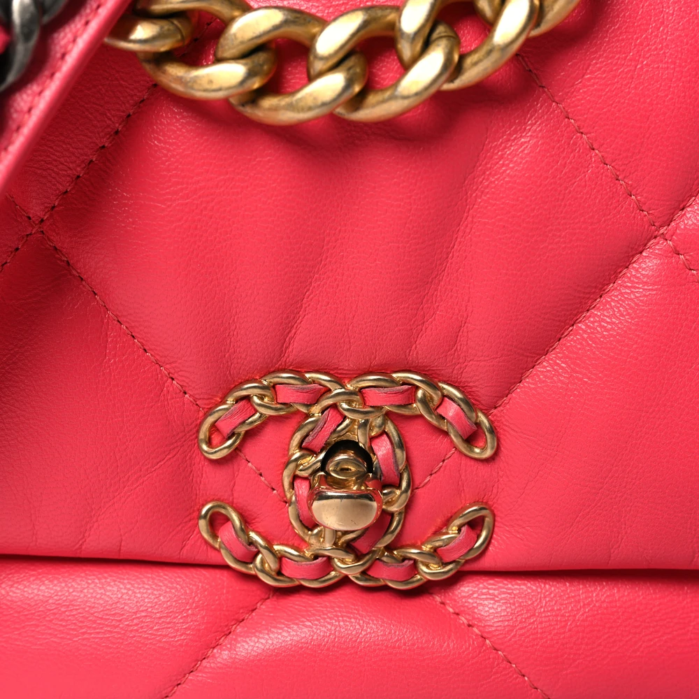 Lushentic Grade Replica Chanel 19 Flap Coral Leather Handbag - Image 8