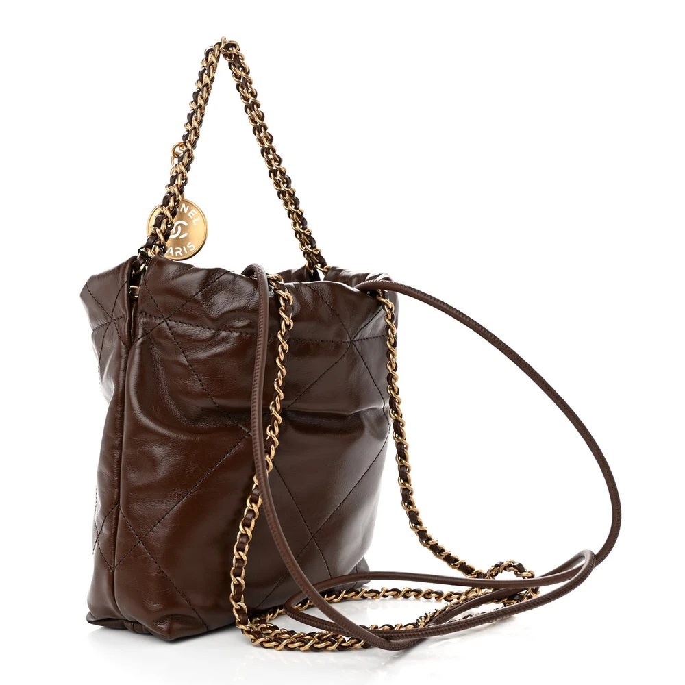 Lushentic Class Chanel 22 Mini Brown Quilted Leather Gold Hardware - Image 3