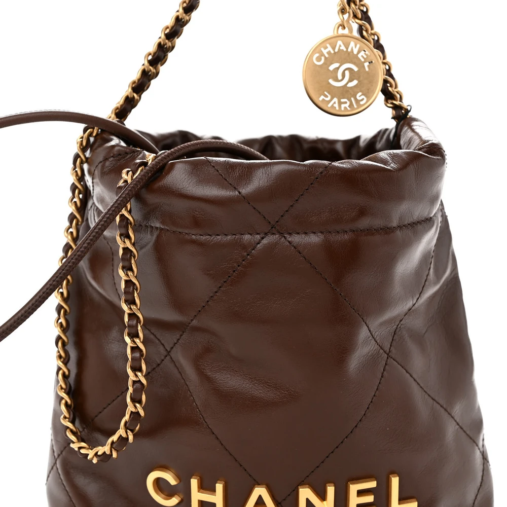 Lushentic Class Chanel 22 Mini Brown Quilted Leather Gold Hardware - Image 8