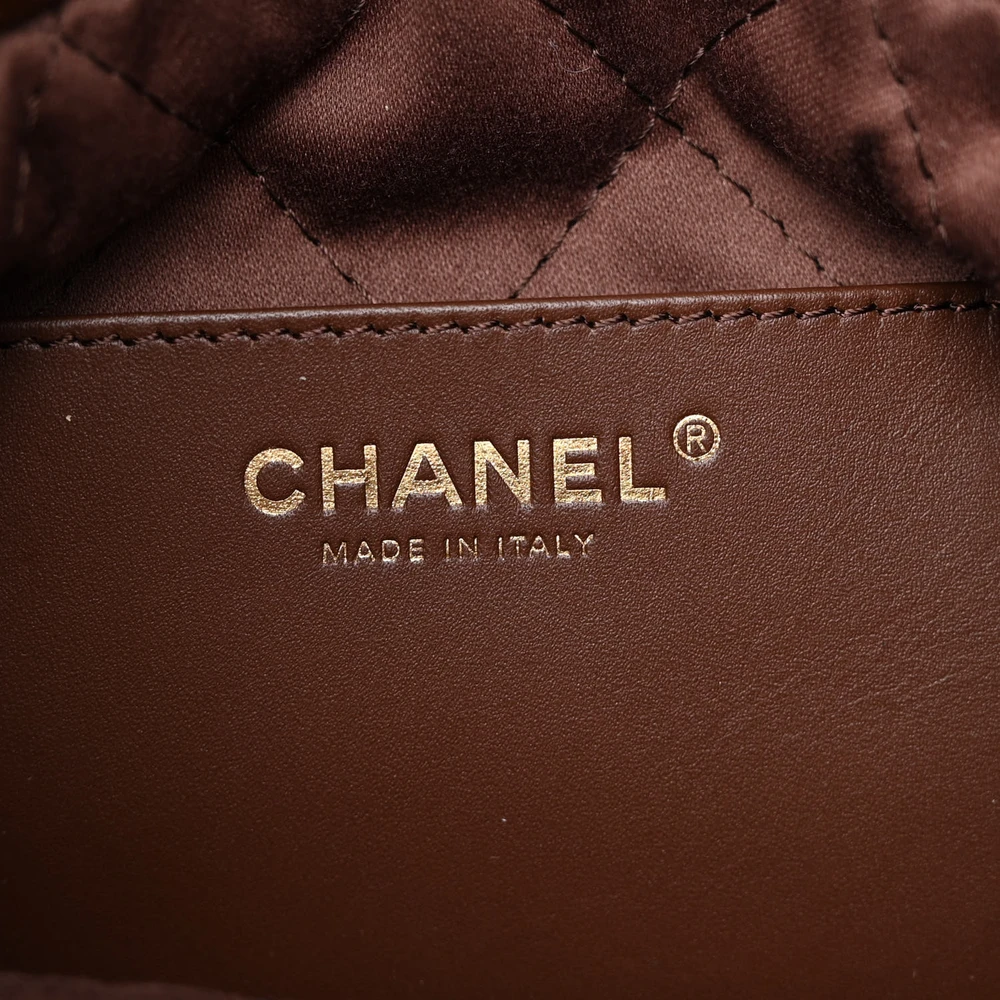 Lushentic Class Chanel 22 Mini Brown Quilted Leather Gold Hardware - Image 2
