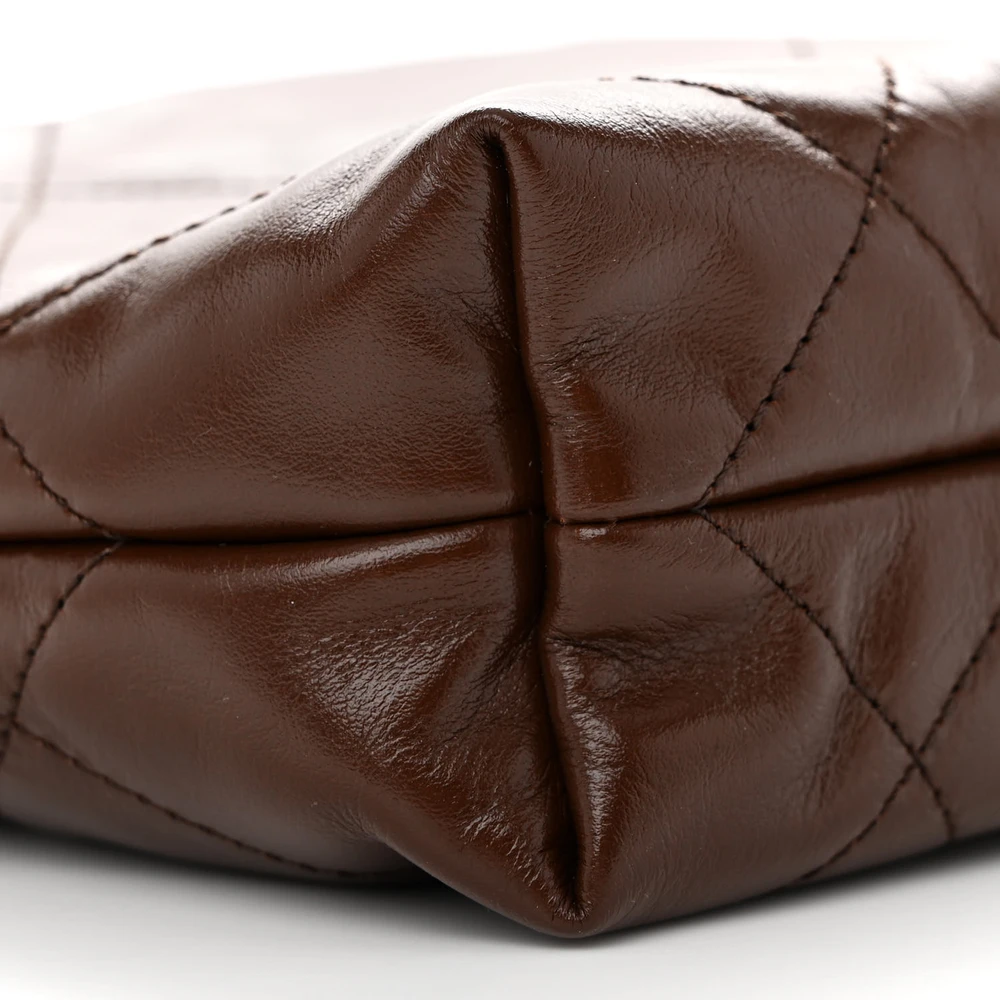 Lushentic Class Chanel 22 Mini Brown Quilted Leather Gold Hardware - Image 4