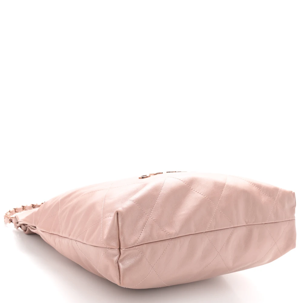 Lushentic Class Chanel 22 Small Metallic Pink Quilted Leather Bag - Image 6