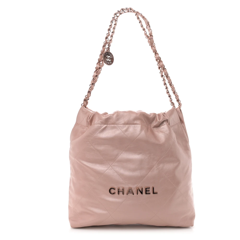 Lushentic Chanel Chanel 22 Small Metallic Pink Quilted Calfskin Leather Incognito Hardware Front
