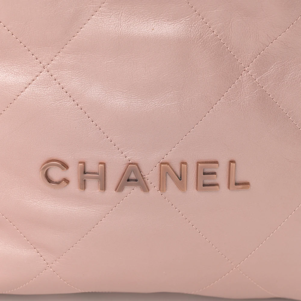Lushentic Class Chanel 22 Small Metallic Pink Quilted Leather Bag - Image 8