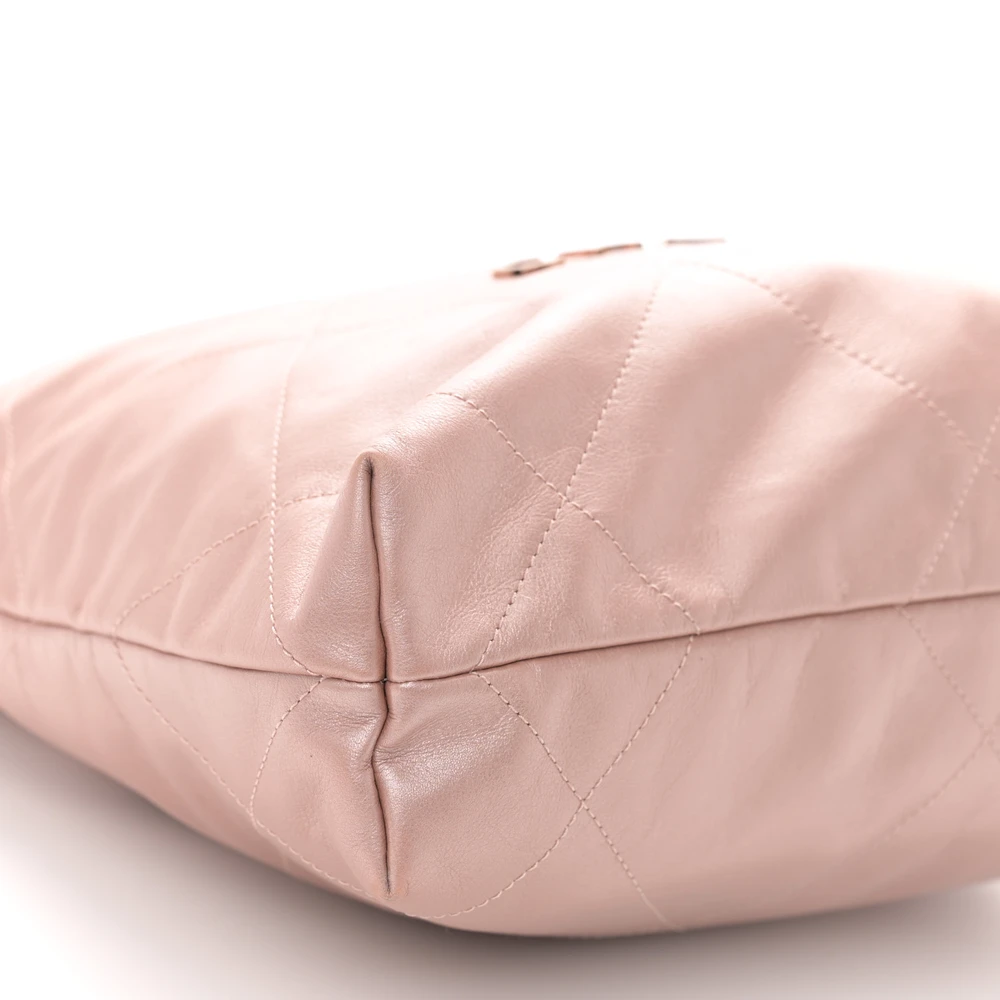 Lushentic Class Chanel 22 Small Metallic Pink Quilted Leather Bag - Image 4